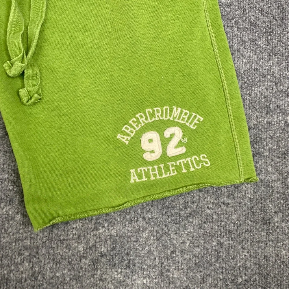 Abercrombie & Fitch Mens Y2K Sweat Shorts Green French Terry Raw Hem Large